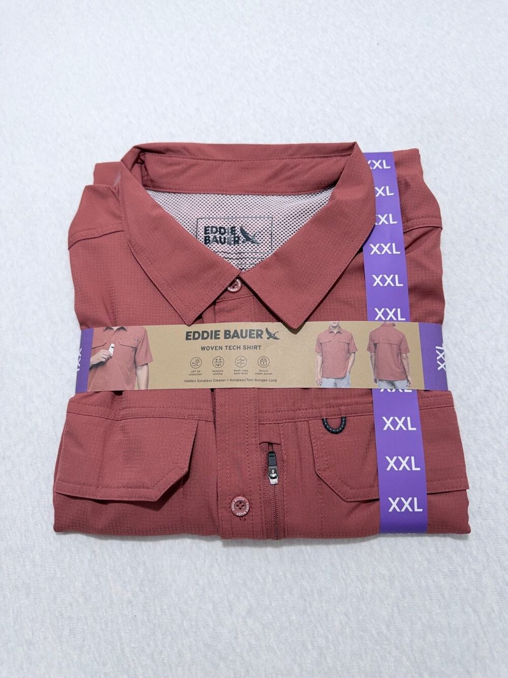 Eddie Bauer Men's Tech Woven Shirt Size XXL Red NWT